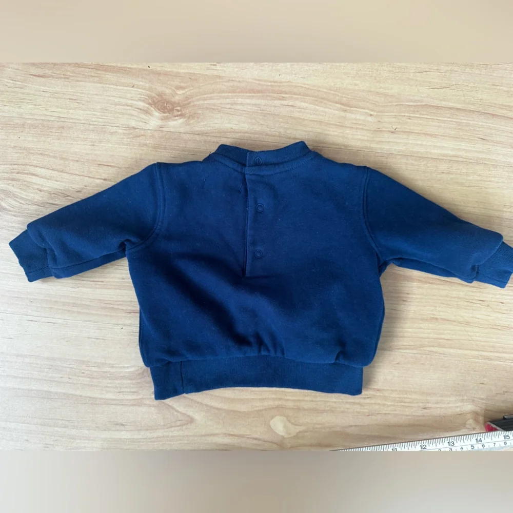 Ralph Lauren Baby Girl Navy w Multicolor Polo Logo Fleece Sweatshirt 3mo